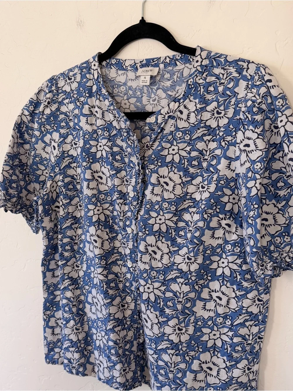 J.Crew Linen Blend Floral Button-Up Top Size S